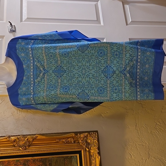 Coldwater Creek 100% Silk Caftan/Tunic/Blouse/Swimsuit Cover-up Sz. L/XL - Picture 4 of 9